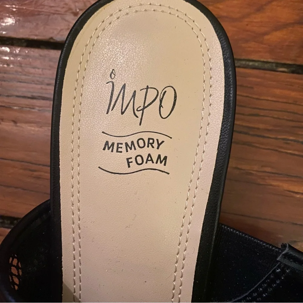 Impo Renae Black Sequin Wedge Sandals Size 11 Memory Foam NWT
